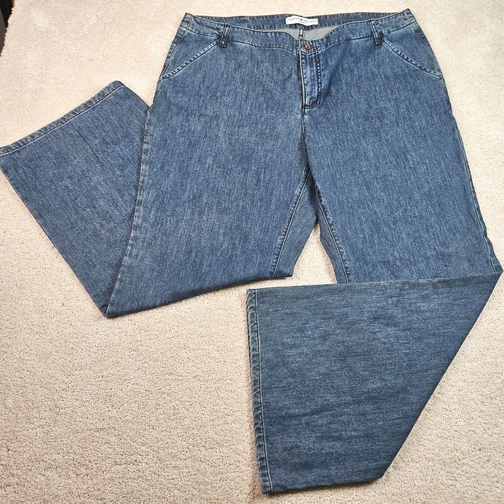 VTG Y2K Tommy Hilfiger Denim Jeans 18 Wide Leg Baggy 100% Cotton Western Boho
